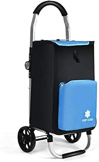 Multigot Shopping Trolley, Folding Grocery Cart with Smooth Wheels and Detachable Bag, Lightweight Stair Climbing Cart for Shopping, Camping, Laundry and LuggageBlue + Black