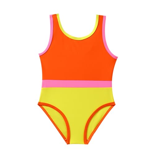 Image of Toddler Girl Swimsuit Candy Color One-Piece Swimwear Girls Color Block Bathing Suit Summer Bikini Set 1-6 Years