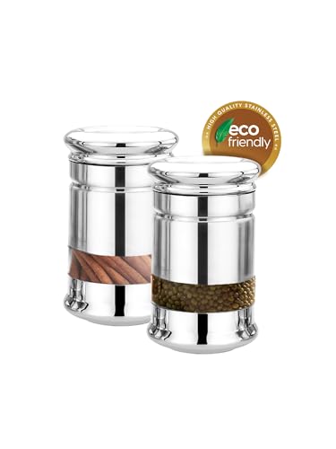 Image of Multipurpose Stainless Steel see through Transparent Kitchen Storage Jars | Set of 2Pcs | Steel Matte | 1000 ML