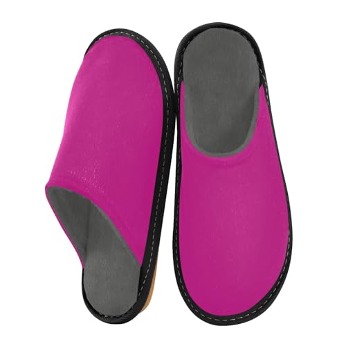 ODAWA Medium Violet Red Warm Washable Fall House Slippers, Memory Foam Slip on House Shoes for Women Size 4-5