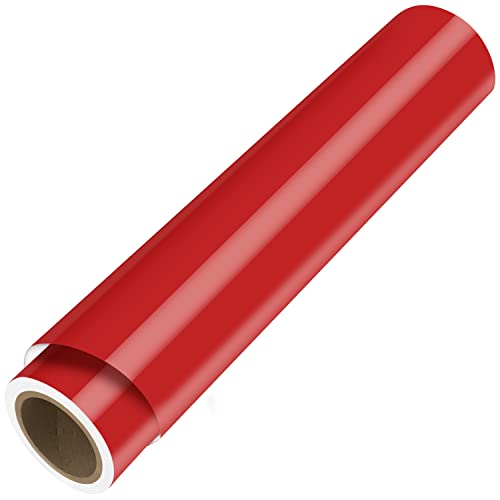 BELLE VOUS Red Self Adhesive Vinyl Roll - 30cm x 3 m / 12 inches x 10 feet - Permanent Wrap for Arts and Crafts Signs Scrapbooking Silhouette Cameo Die Cutters and Vehicle Decals