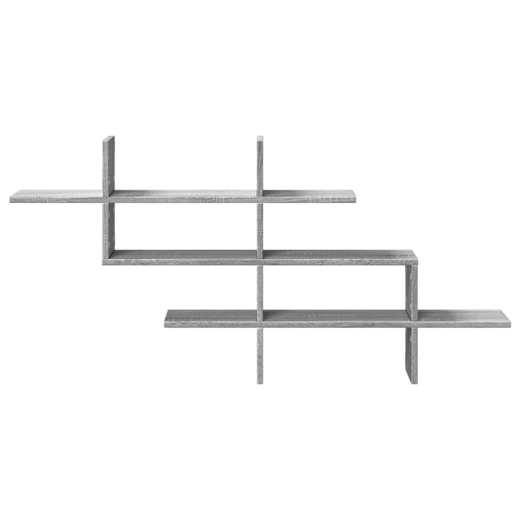 Estantería de pared, color gris, Sonoma, 124,5 x 18 x 60,5 cm, madera resistente, diseño moderno, con capacidad de carga de 20 kg, para sala de estar, cocina, pasillo y dormitorio