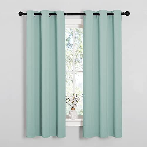 Image of NICETOWN Kitchen Curtain Panels Blackout Draperies, Thermal Insulated Solid Grommet Blackout Curtains /Drapes (Aqua, One Pair, 34 by 63-Inch)
