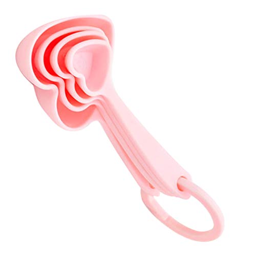 Hemoton Measuring Spoons Heart Shaped Plastic For Baby Shower Wedding Party Gift Favor Dry Liquid Ingredients Coffee Cooking Baking Supplies Combo 3 Sets/12Pcs (Random Color) #TOP4