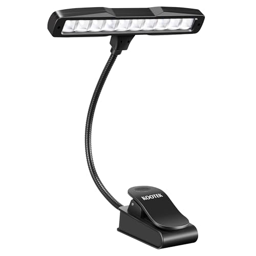 Kootek Music Stand Light, Eye Caring Clip-on Piano Lamp, 360° Flexible Gooseneck Adjustable Brightness USB Rechargeable for Sheet, Book Reading, Orchestra, Podium, Easel