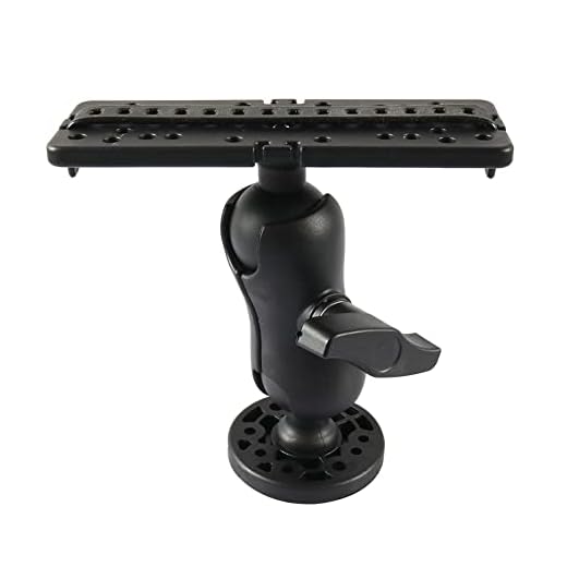 Clveshje Universal Finder Montageplatte Fischfinder Rack Plattform Fischfinder Halterung 360 Grad Echolot Basis Halterung für Echolote Fischfinder Futterboote Schlauchboote Schwarz