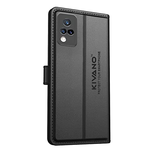 Image of KIVANO Compatible with Vivo V21 5G Flip Cover | Leather Finish | Inside Pockets & Inbuilt Stand | Shockproof Wallet Style Magnetic Closure Back Cover Case