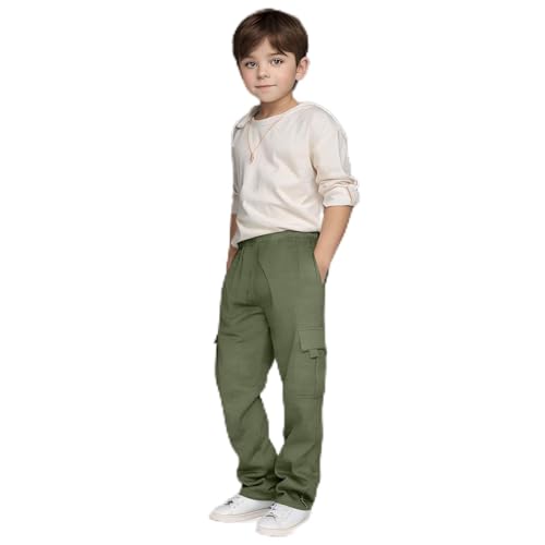 Boys Sweatpants Fall Warm Solid Baggy Boys Cargo Pants Kids Casual Drawstring Sweat Pants Joggers with Pockets