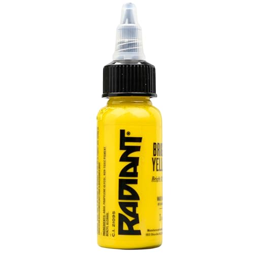 Radiant Colors - Tattoo Ink Bright Yellow Color Tattooing and Shading Real Human Skin 1oz Bottle