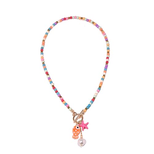 ZORESCOLEO Collar con colgante de pez de cerámica inspirado en la vida marina con detalles coloridos para el uso diario