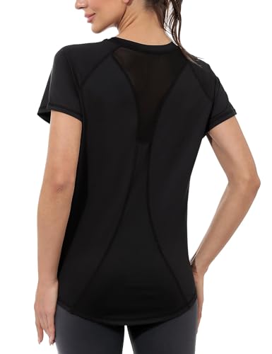 Gyabnw Tee Shirt Sport Femme T-Shirt à Manches Courtes Été T-Shirts et Tops de Sport Femme à Séchage Rapide Top de Fitness Haut Yoga Pilates Jogging