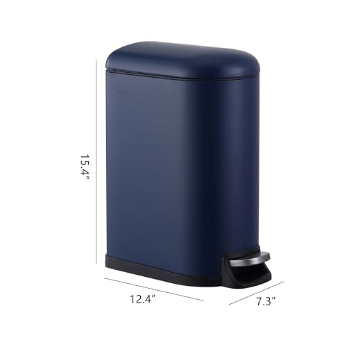 happimess HPM1009J Roland Mini 2.6-Gallon Step-Open Trash Can, Denim Blue,with Soft-Close Lid, Fingerprint Resistant, Modern, Minimalistic for Home, Kitchen, Laundry Room, Office, Bedroom, Bathroom by happimess - Image 4