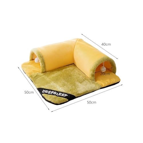 Lit tunnel pour chat portable cachette interactive chaton jeu intérieur jaune