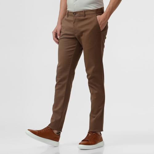 Image of BASICS Premium Cotton Stretch Formal Trousers for Men | Office Pants