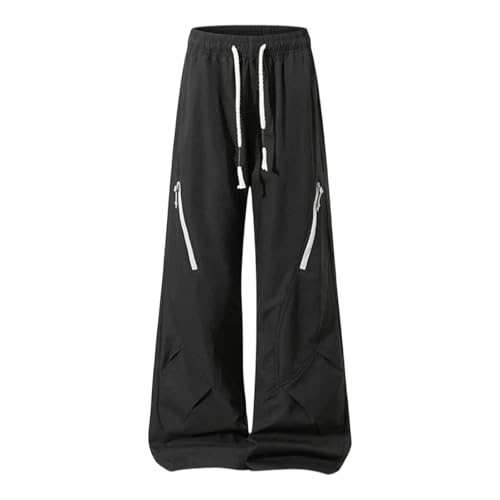 Pantalon de jogging homme baggy noir ample coupe droite y2k