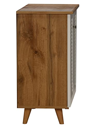Image of DeckUp Plank Noordin 2-Door Engineered Wood Shoe Rack (Wotan Oak and White, Matte Finish)
