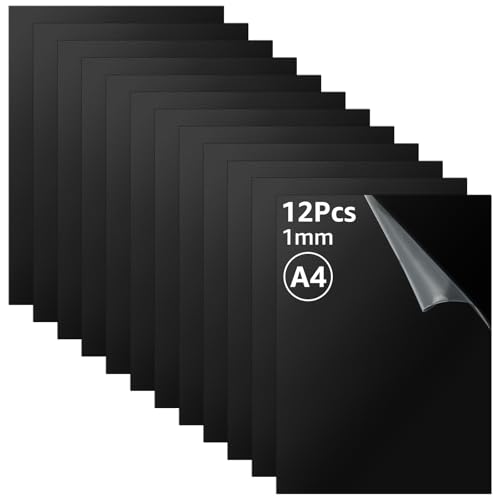 Oungy 12 pezzi di lastra in acrilico nero vetro acrilico su misura A4 lastra in plastica 1mm tagliabile al laser lastra in acrilico 21 X 30 cm lastra in acrilico nero per cornice per foto progetto