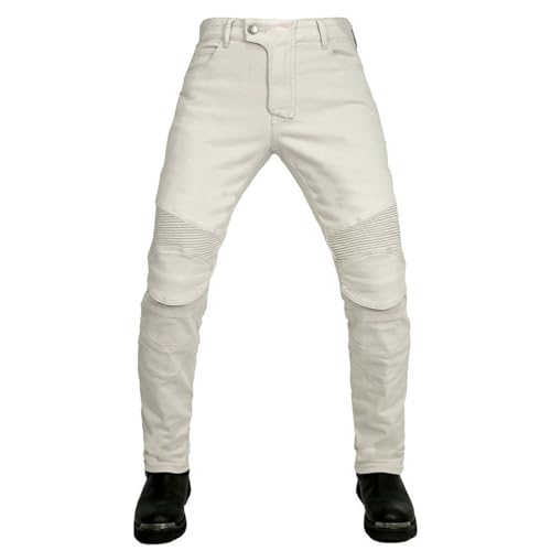 GDNKP Pantalones Moto Hombre Jeans De Comodidad Y Elástica Resistente Rodilleras Cadera Protectores Extraíbles,S
