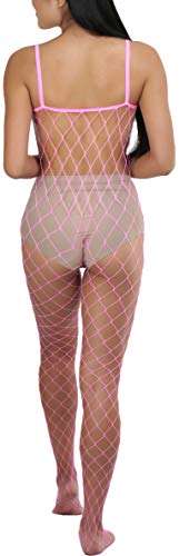 Image of ToBeInStyle Women's Bodystocking Crotchless Peek-A-Boo Fishnet Lace Bodysuit