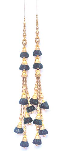 X-Mas Decoration Blouse Designer Latkan Newyear Special Tassels Sewing Sari Dress Material Saree Latkans Designer Latkan Accessories Cloth Lehenga Tassels Dress (Green, 17" Inch) #TOP2