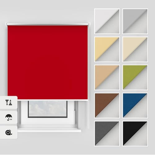 Estika Thermo rollos mit Bohren 160x220 cm Farbe: Rot, Verdunklungsrollo Deckenmontage und Wandmontage, Thermorollo hitzeschutz, Jalousien Fenster