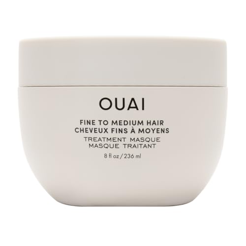 OUAI Fine to Medium Hair Treatment Mask - Lightweight Deep Conditioning Hair Mask with Shea Butter, Keratin & Panthenol - Helps Hydrate, Fight Frizz, Strengthen & Repair Damage (3.4 oz)