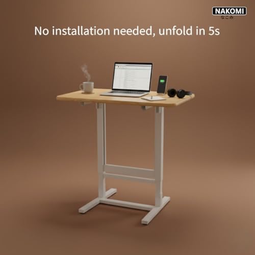 Image of Hanamori Rise: (Self-Installing) Height Adjustable Table - 3 Heights | Foldable - No Tools Needed Setup | Desk for WFH and Work | Study Table | Work Desk for Laptop /PC