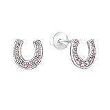 s.Oliver Ohrstecker 925 Sterling Silber Mädchen Kinder Ohrschmuck, mit Zirkonia synth, 0,8 cm, Silber, Hufeisen, Kommt in Schmuck Geschenk Box, 2032588