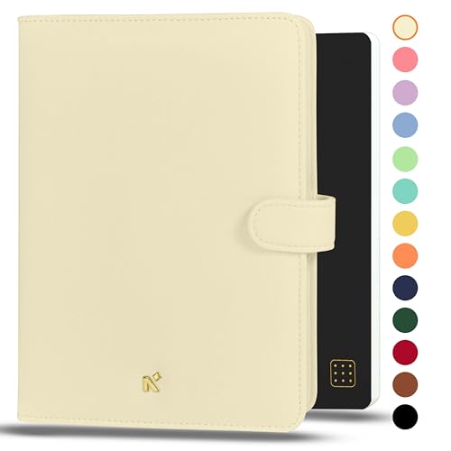 Image of NEORAH-A5 Notebook SLEEVE with SNAP Button + Dotgrid JOURNAL |Faux Leather Sleeve + Penloop|2 Front 1 Back compartment |6 Card Slots|2 BookMarks|Gift Box- Fits any A5 Softcover Notebook - AFTERGLOW