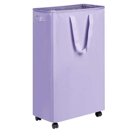efluky Slim Laundry Hamper with Wheels, Rolling Laundry Basket for Clothes, Small Laundry Basket for...