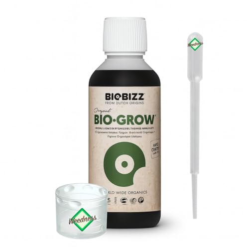 Weedness BioBizz Bio Grow 250 ml - Abono natural Crece Cultivo de tomate de interior Orquídeas líquidas Bonsái Bio NPK
