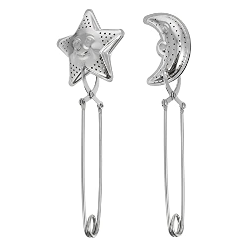 CIYODO 2pcs Stainless Steel Tea Infuser with Long Handle Tea Strainer Easy to Use and Clean Fine Filtration for Precise Brewing Silver Design