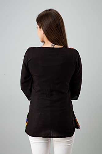 Image of Women's Rayon Embroidery Work Short Top | Short Kurti for Women | Embroidered Straight Rayon Kurta | Tunic Tops for Women
