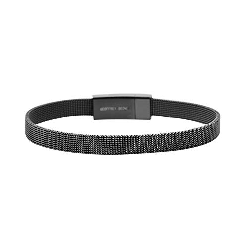 Geoffrey Beene Stainless Steel Men's Mesh Bracelet (Black, 9)