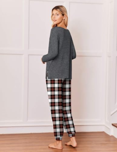 2-Piece Ekouaer Women's Long Sleeve Pajama Set w/ Pocketed Jogger Pants (S-XXL, Various Colors) - image 2