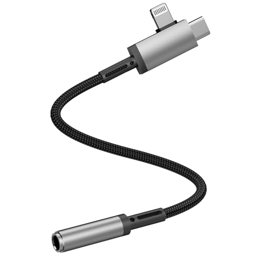 [Apple MFi Certified] iPhone Headphones Adapter,2-in-1 Lightning USB C Type C to 3.5 mm Headphone Jack Aux Adapter Converter Dongle Audio Cable for iPhone 16 15 14 13 12 11 Pro Max XS XR X 8 7 iPad