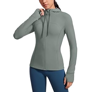 CRZ YOGA Women’s Butterluxe Full Zip Running Jacket Zip Pockets Sports Hoodies Gym Hoody Jackets with Back Mesh Vent & Thumb Holes