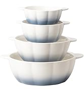 MISSYSSIM 4 Piece Large Mixing Bowls Set, Cute Pumpkin Serving Bowls with Handle, Ceramic Soup Bo...