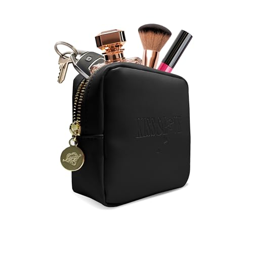 KISS&LOVE Cosmetic Bag - Makeup Bag, Small Toiletry Bags For Women, Mini Makeup Bag For Purse, Small Makeup Pouch, Pouches For Purse,Zipper Pouch, Mini Travel Makeup Bag, Cute Pouch Makeup Bag (Black)2