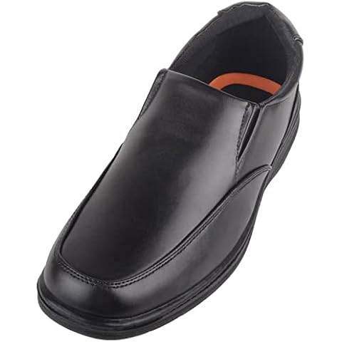 Absolute Footwear Mens Boys Faux Leather Easy Slip On Smart Formal School Work Wedding Shoes - Black - UK 9 / EU 43 Cover