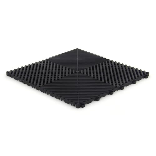 Lot de 6 dalles de sol clipsables - NOIR - (0,96m²) pour garage, cellier, atelier, abris de jardin. Marque CLIC & dalle, série CLASSIC - Effet Damier 40x40cm. Intérieur-Extérieur. Pose rapide.
