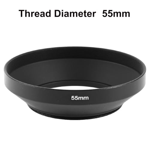 Uxcell parasol de lente universal de metal negro de 55 mm rosca para lente gran angular, 1 pieza miniatura 2