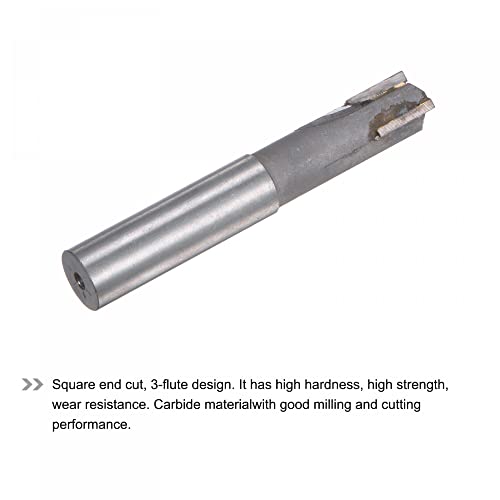 Image of uxcell Square Nose End Mill, 14mm Cutting Dia Tungsten Carbide Tip 3 Straight Flutes Milling Cutter with 14mm Straight Shank