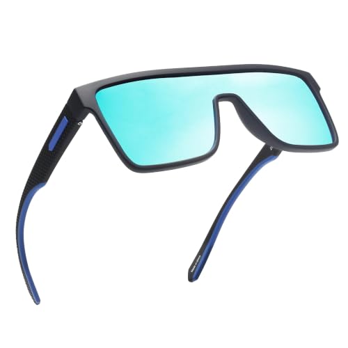 Image of GLINDAR Polarized Sunglasses Men Flat Top Womens, Oversized Square Shield | One Piece,Trendy,Lightweight,Driving