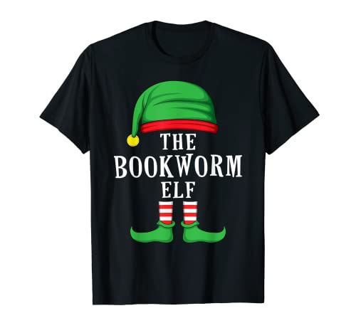 The Bookworm Elf Christmas Family Matching Group Fiesta de Navidad Camiseta