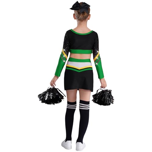 Disfraz de animadora para niñas 10 años verde y negro miniatura 2