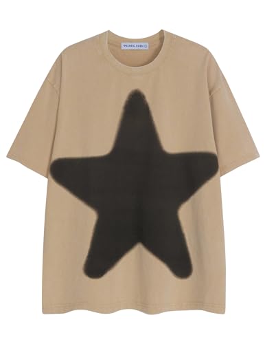 Aelfric Eden Oversized Star Graphic Tees Men Vintage Washed Heavyweight Cotton Trendy Streetwear T Shirts Unisex