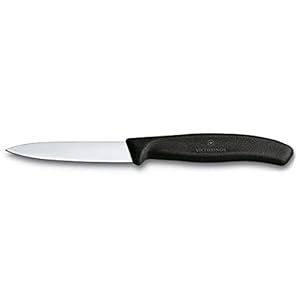 Victorinox 6.7603 3.25 Inch Swiss Classic Paring Knife with Straight Edge, Spear Point, Black, 3.25″, 3.25″ Paring