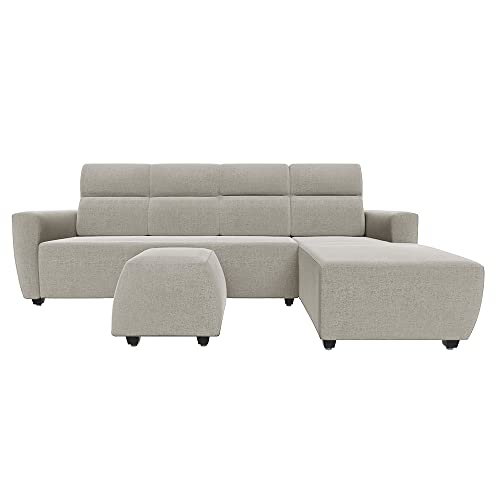 Image of Wakefit Sofa Set | 3 Year Warranty | Sofa 3 Seater, 3 Seater Sofa for Living Room, Wooden Sofa Set, 3 Seater + Left Aligned, Sofa for Living Room - Belize(Reflection : White)