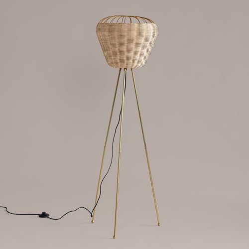 Image of FIG Living Meiji - Tapered Dome Floor Lamp | 130 cm Tall Standing Lamp | Modern Style & Metal Finished Tripod Lampbase | Best for Home Decor, Living Room, Home Office